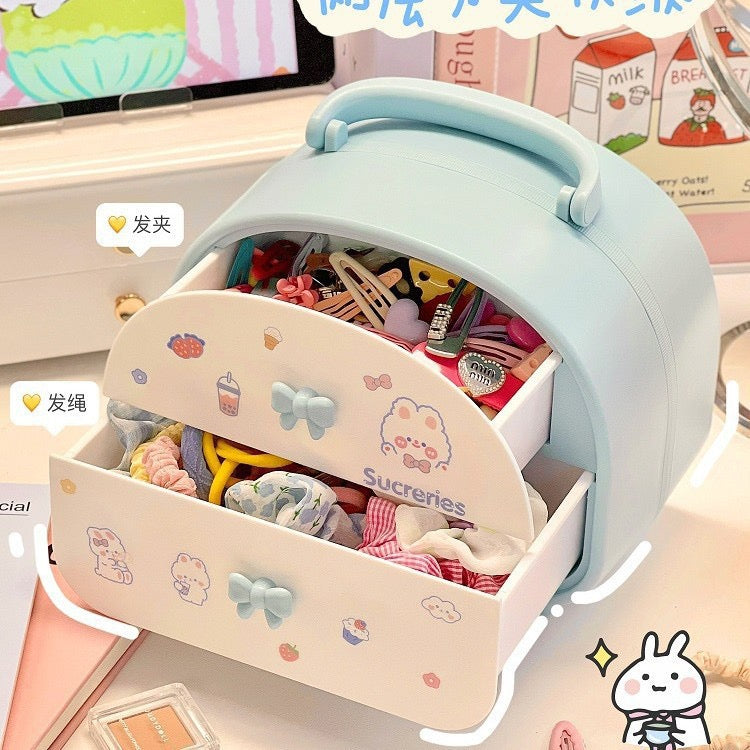 Cute Desktop Storage Box Portable Makeup & Jewelry Organizer