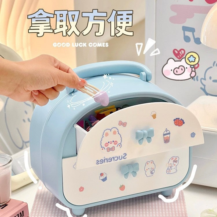 Cute Desktop Storage Box Portable Makeup & Jewelry Organizer