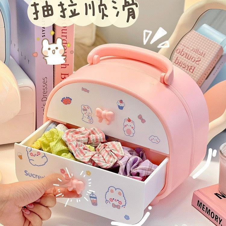Cute Desktop Storage Box Portable Makeup & Jewelry Organizer