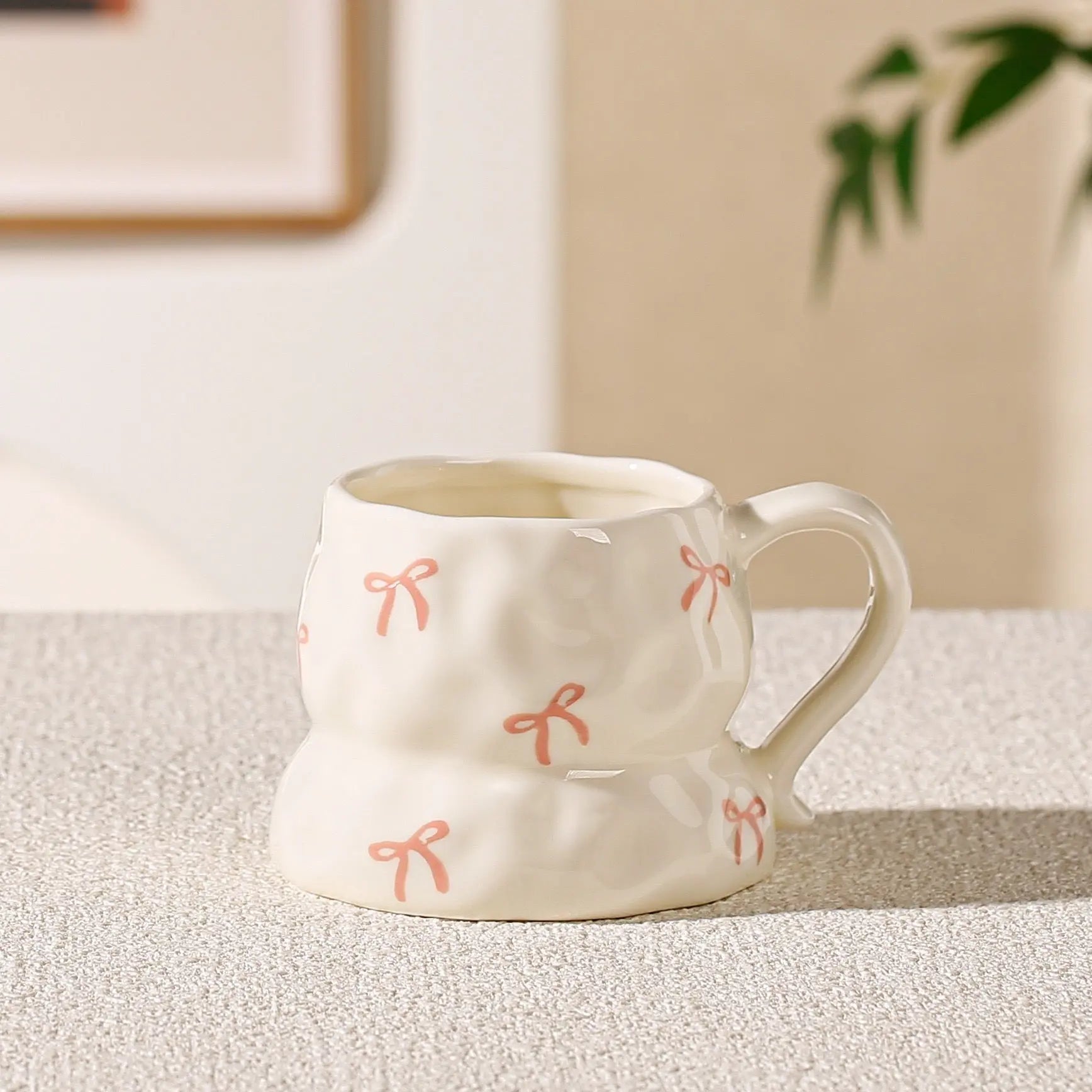 Cute Aesthetic Ceramic Mug Floral, Heart & Cherry Design Coffee Cup Sparkels  Sparkels