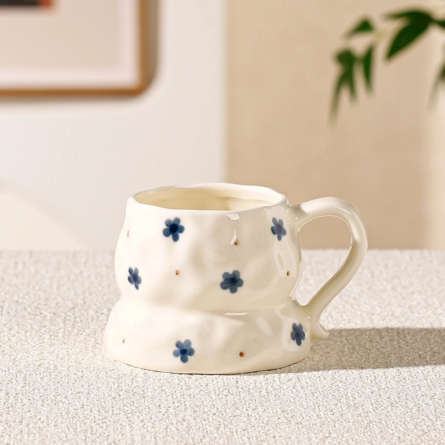 Cute Aesthetic Ceramic Mug Floral, Heart & Cherry Design Coffee Cup Sparkels  Sparkels