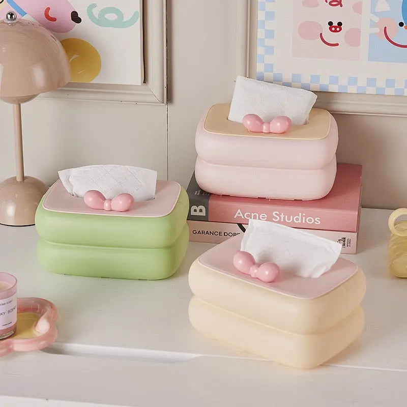 Cute Aesthetic Tissue Box Holder Soft Pastel Napkin Organizer