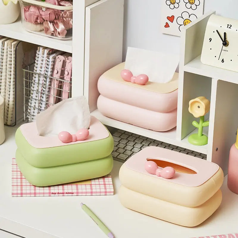 Cute Aesthetic Tissue Box Holder Soft Pastel Napkin Organizer