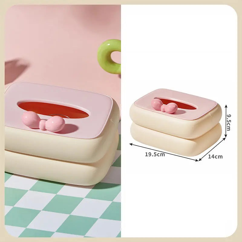 Cute Aesthetic Tissue Box Holder Soft Pastel Napkin Organizer