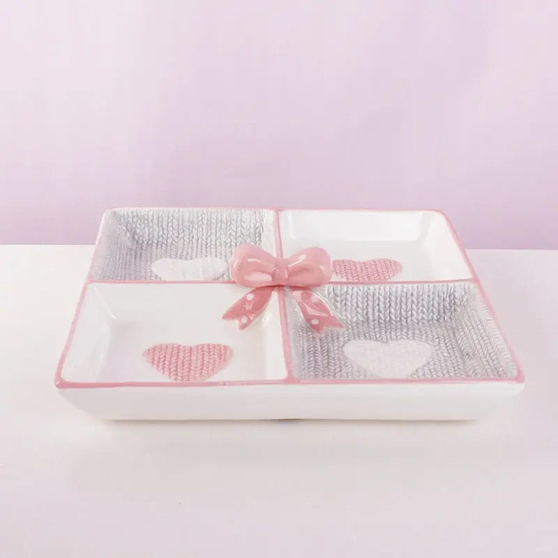Cute Heart Snack Tray 4 Compartment Aesthetic Serving Plate