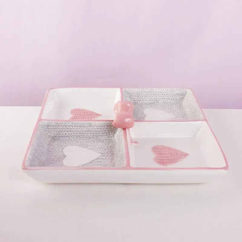 Cute Heart Snack Tray 4 Compartment Aesthetic Serving Plate