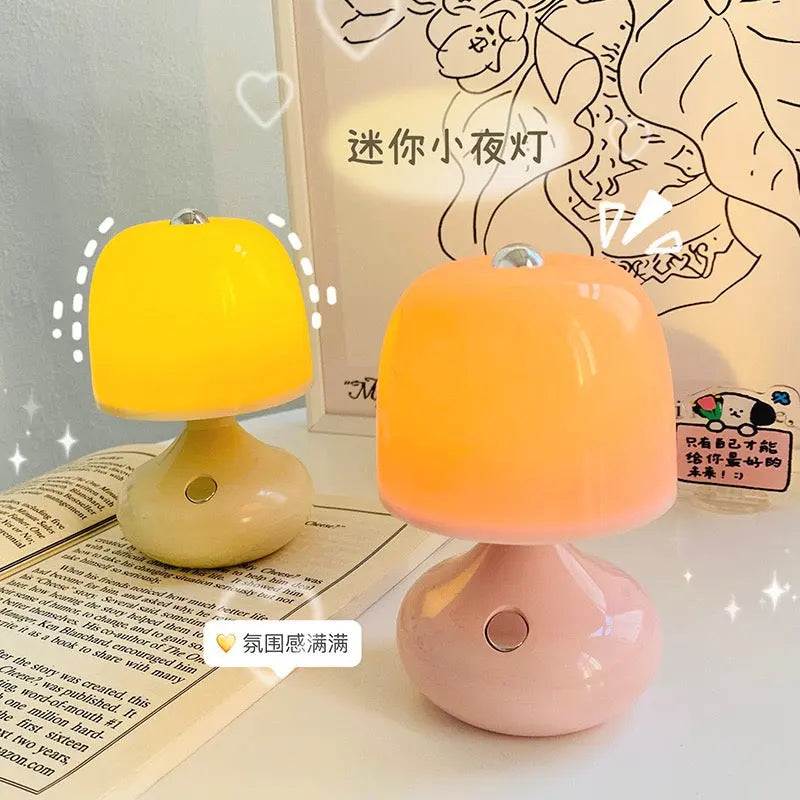 Mini Mushroom Night Lamp Cute LED Bedside Light with Soft Glow