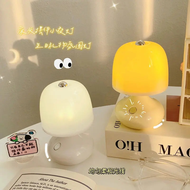 Mini Mushroom Night Lamp Cute LED Bedside Light with Soft Glow