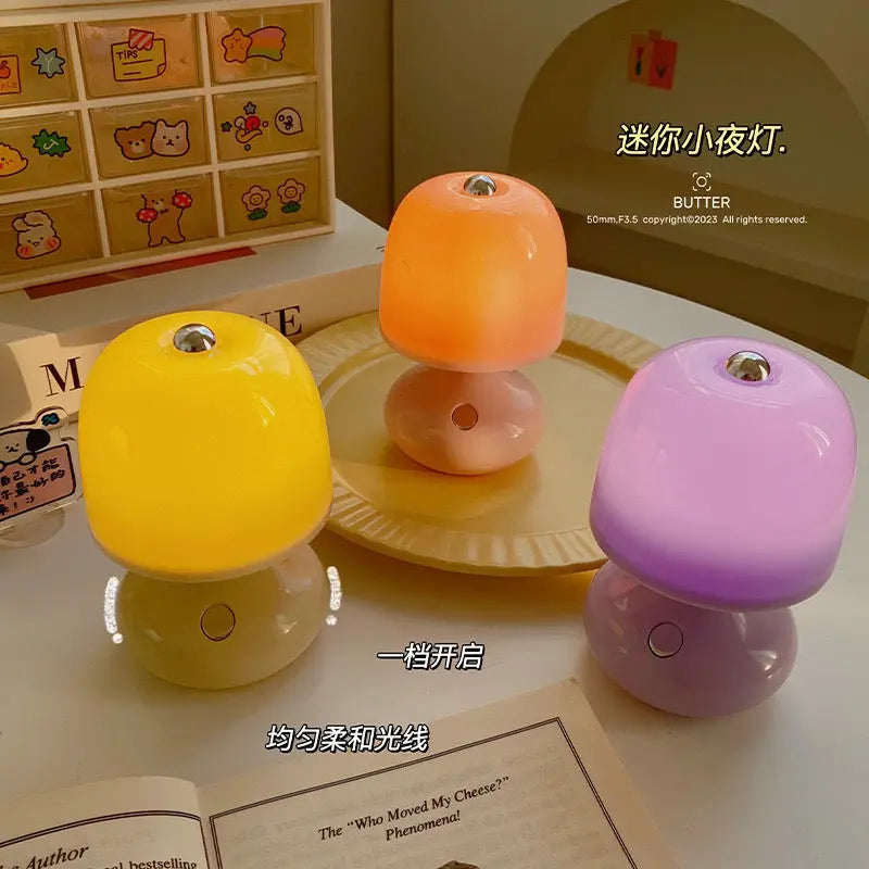 Mini Mushroom Night Lamp Cute LED Bedside Light with Soft Glow