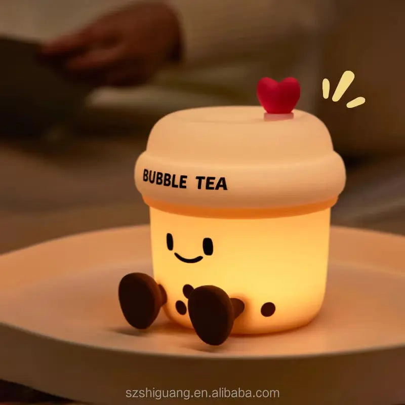 Cute Bubble Tea Night Lamp Kawaii LED Bedside Light with Soft Glow Sparkels  Sparkels