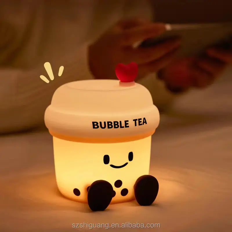Cute Bubble Tea Night Lamp Kawaii LED Bedside Light with Soft Glow Sparkels  Sparkels