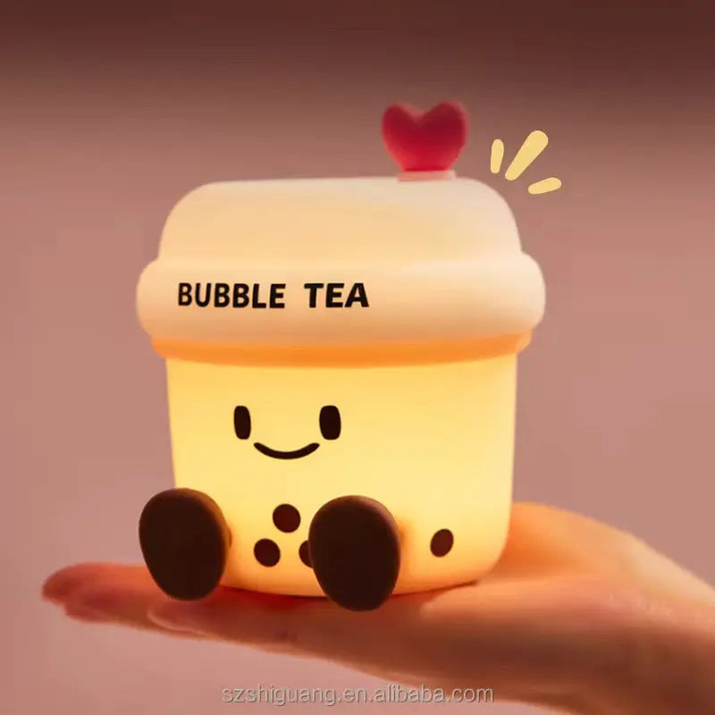 Cute Bubble Tea Night Lamp Kawaii LED Bedside Light with Soft Glow Sparkels  Sparkels