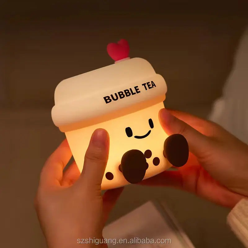 Cute Bubble Tea Night Lamp Kawaii LED Bedside Light with Soft Glow Sparkels  Sparkels