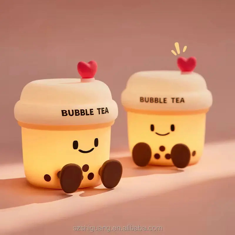 Cute Bubble Tea Night Lamp Kawaii LED Bedside Light with Soft Glow Sparkels  Sparkels