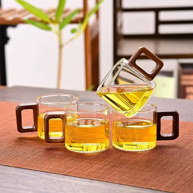 Pack Of 6 Wooden Cup Drying Rack with Glass Mugs Kitchen Organizer & Holder Set Sparkels  Sparkels