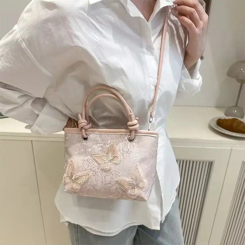 Elegant Embroidered Butterfly Handbag Luxury Floral Shoulder Bag