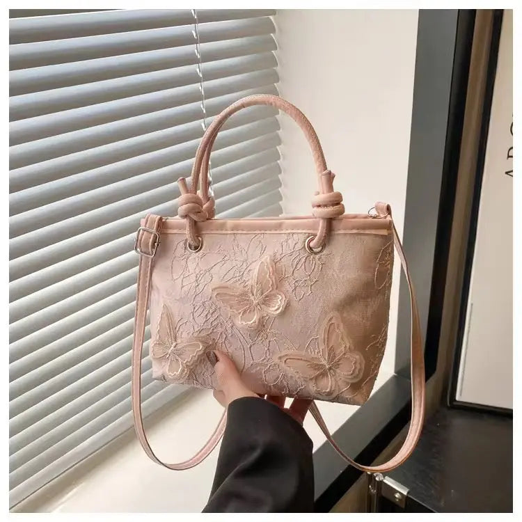 Elegant Embroidered Butterfly Handbag Luxury Floral Shoulder Bag