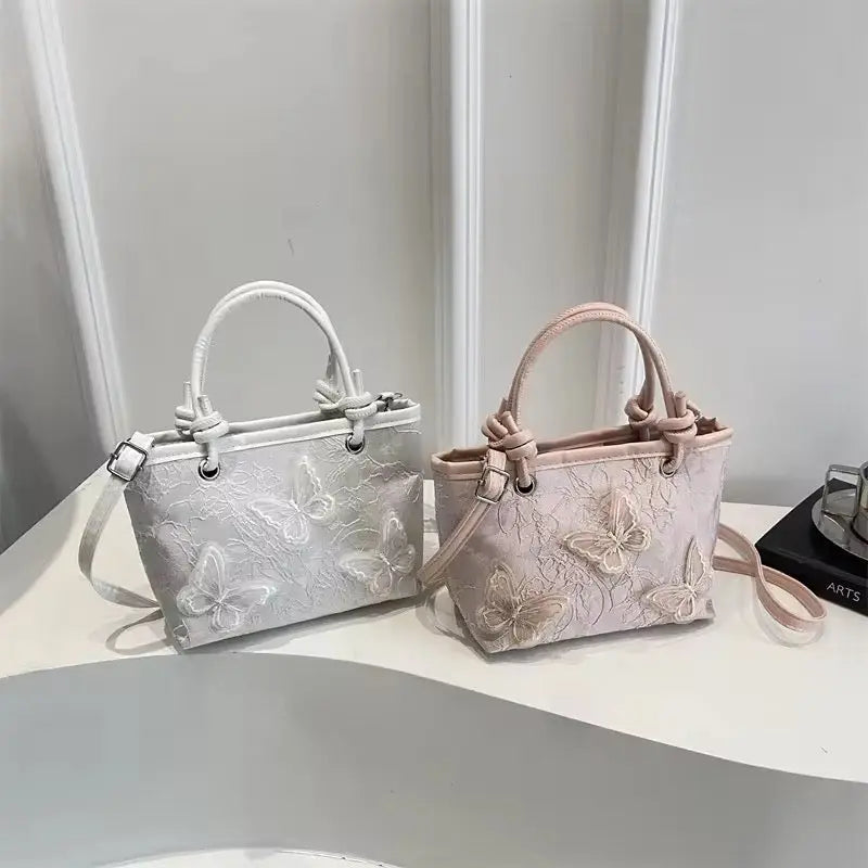 Elegant Embroidered Butterfly Handbag Luxury Floral Shoulder Bag
