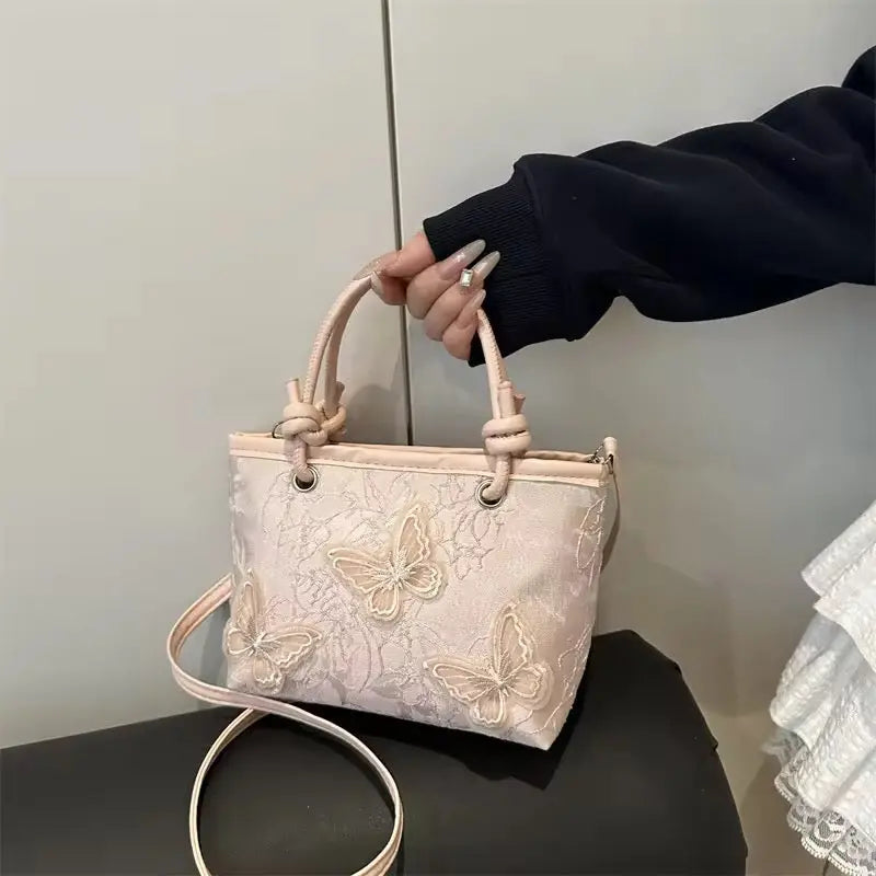 Elegant Embroidered Butterfly Handbag Luxury Floral Shoulder Bag