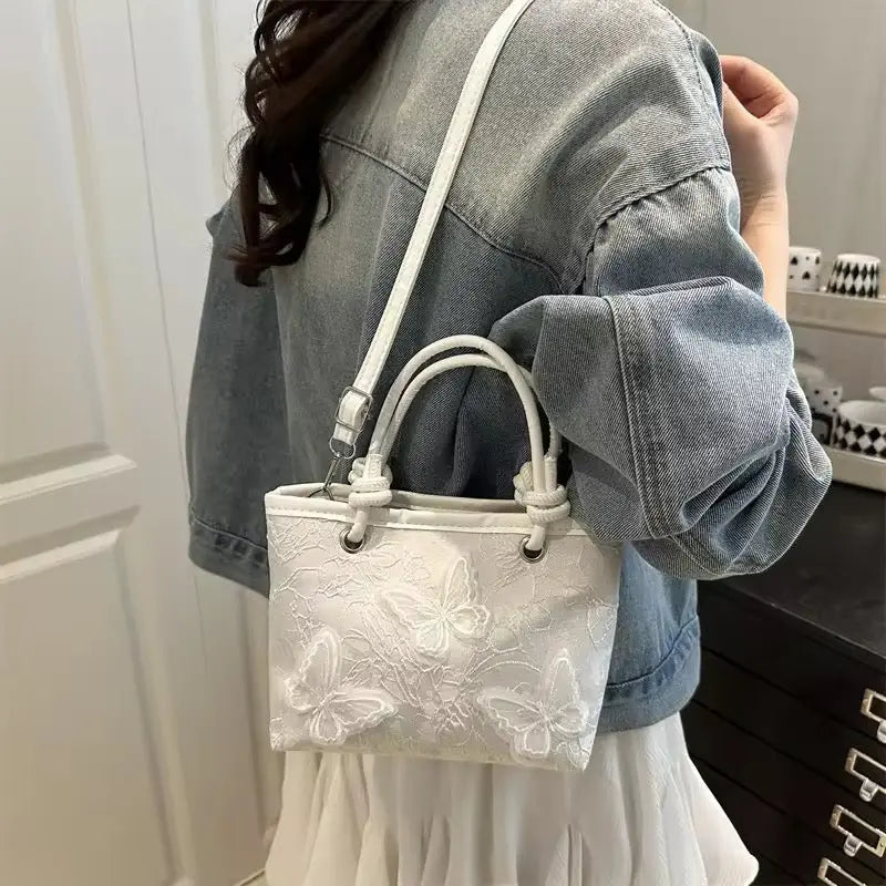 Elegant Embroidered Butterfly Handbag Luxury Floral Shoulder Bag