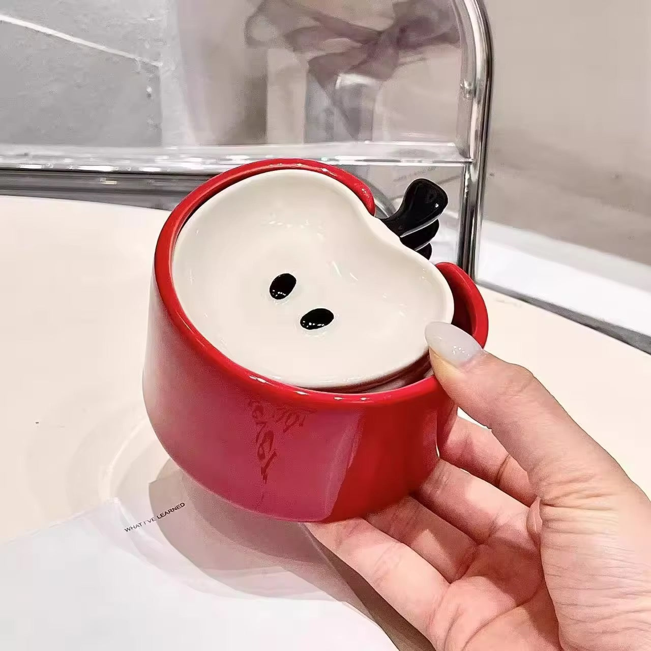 Cute Apple Ceramic Snack Dish Set with Holder Aesthetic Mini Serving Bowls