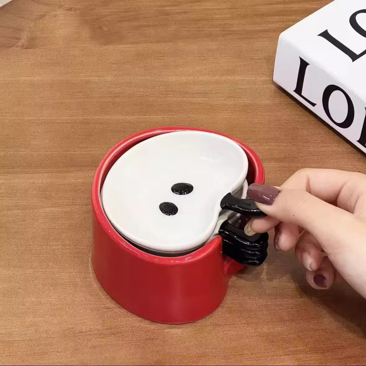 Cute Apple Ceramic Snack Dish Set with Holder Aesthetic Mini Serving Bowls