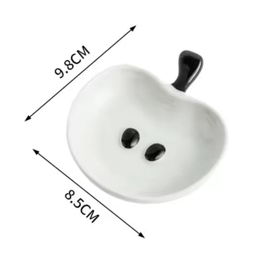 Cute Apple Ceramic Snack Dish Set with Holder Aesthetic Mini Serving Bowls