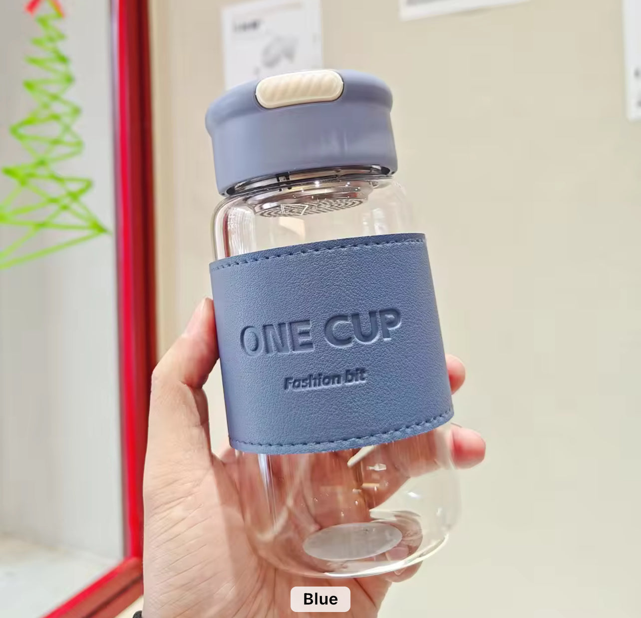 Portable High Borosilicate Glass Water Cup with Handle & Sleeve Customizable Trendy Handheld Cup