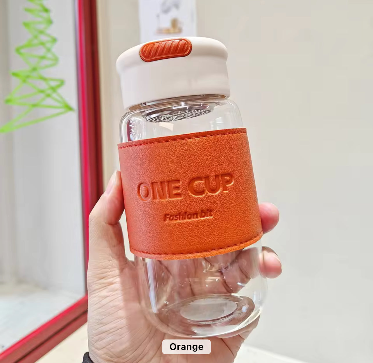 Portable High Borosilicate Glass Water Cup with Handle & Sleeve Customizable Trendy Handheld Cup