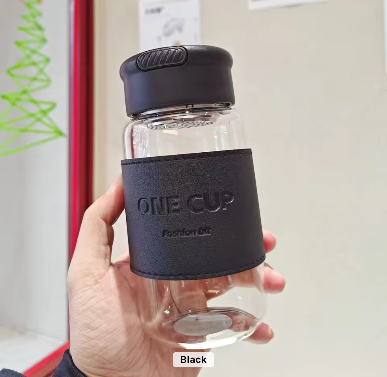 Portable High Borosilicate Glass Water Cup with Handle & Sleeve Customizable Trendy Handheld Cup