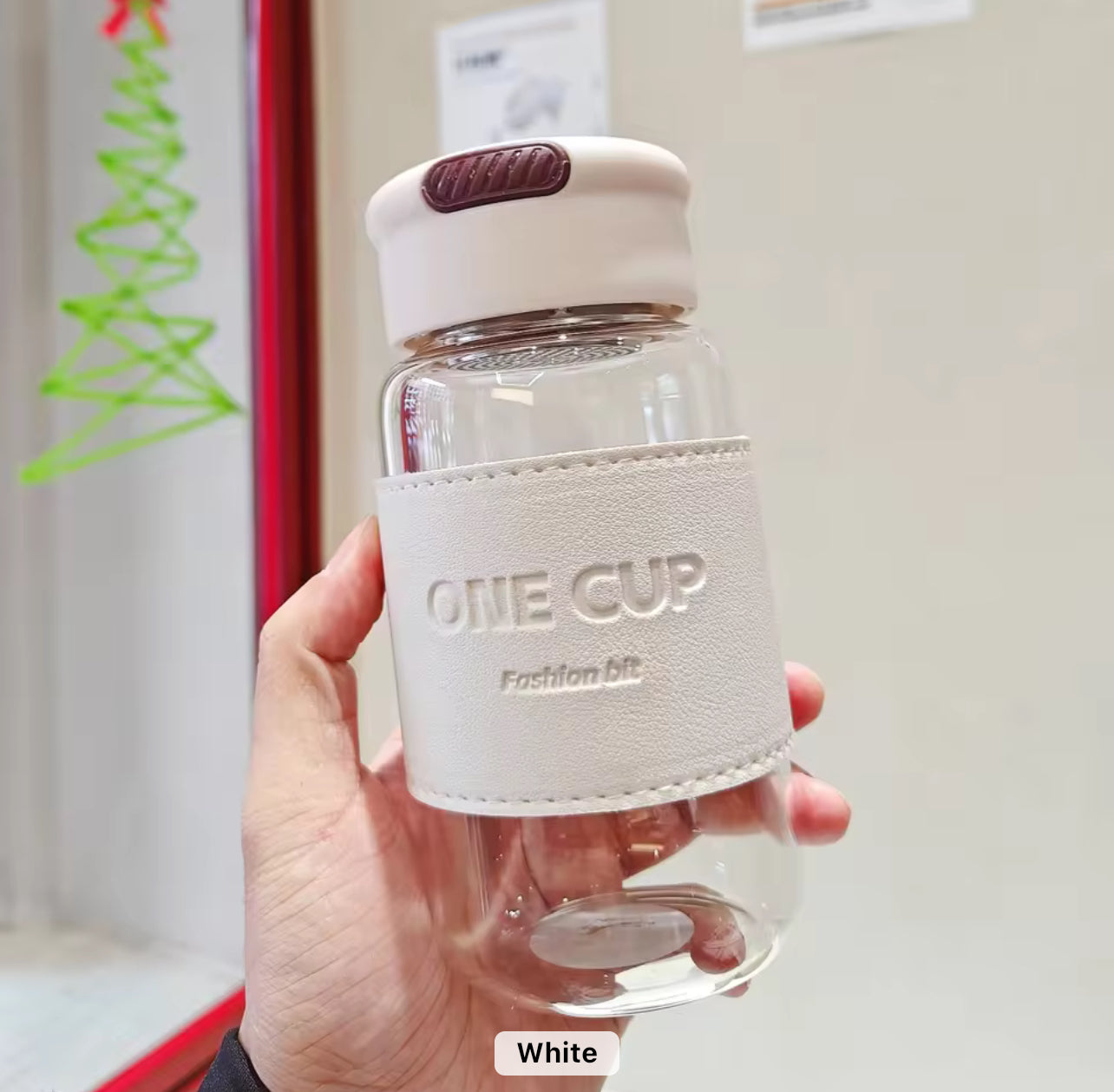 Portable High Borosilicate Glass Water Cup with Handle & Sleeve Customizable Trendy Handheld Cup