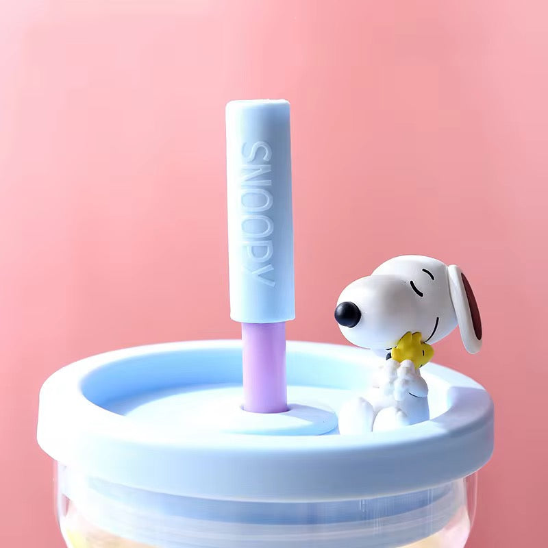 Snoopy Cartoon Glass Sippy Cup Cute HighVCapacity Water, Coffee & Milk Cup with Straw