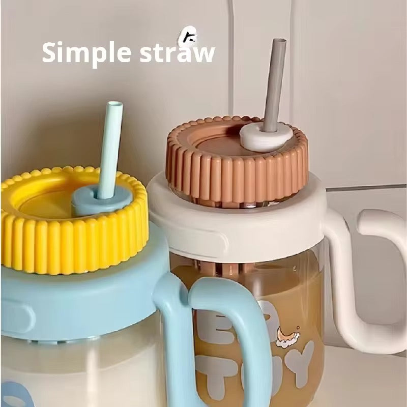 Straw Glass Large Capacity Water Cup Cute Children’s & Office Tea Separation Cup