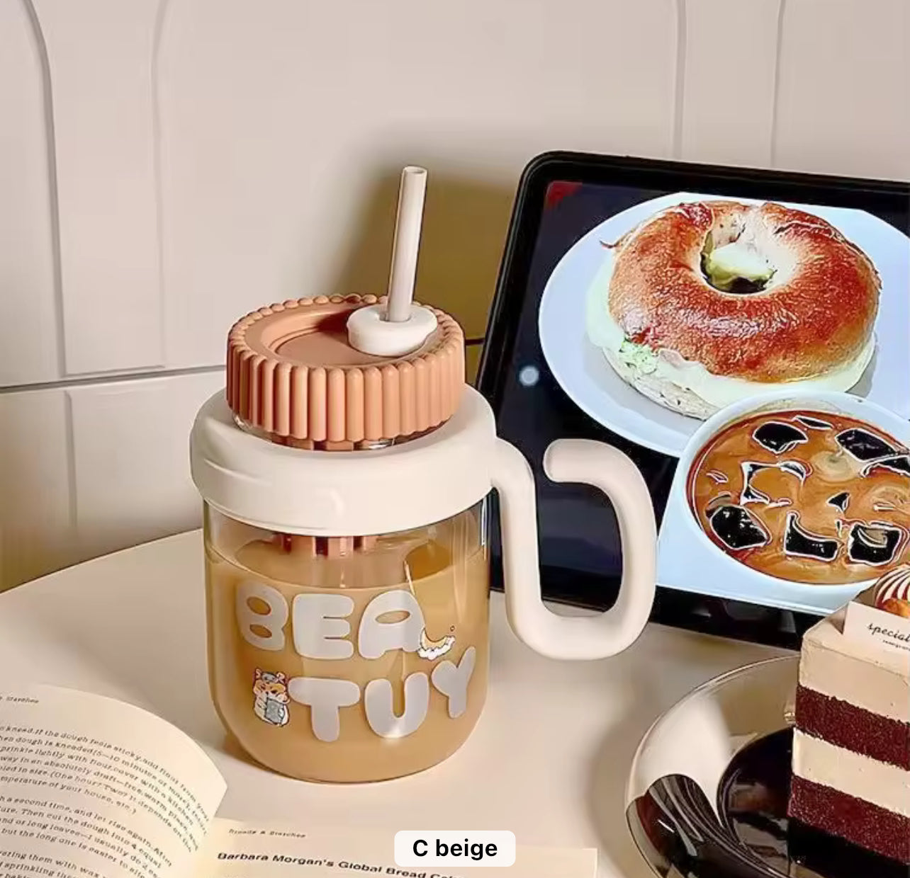 Straw Glass Large Capacity Water Cup Cute Children’s & Office Tea Separation Cup