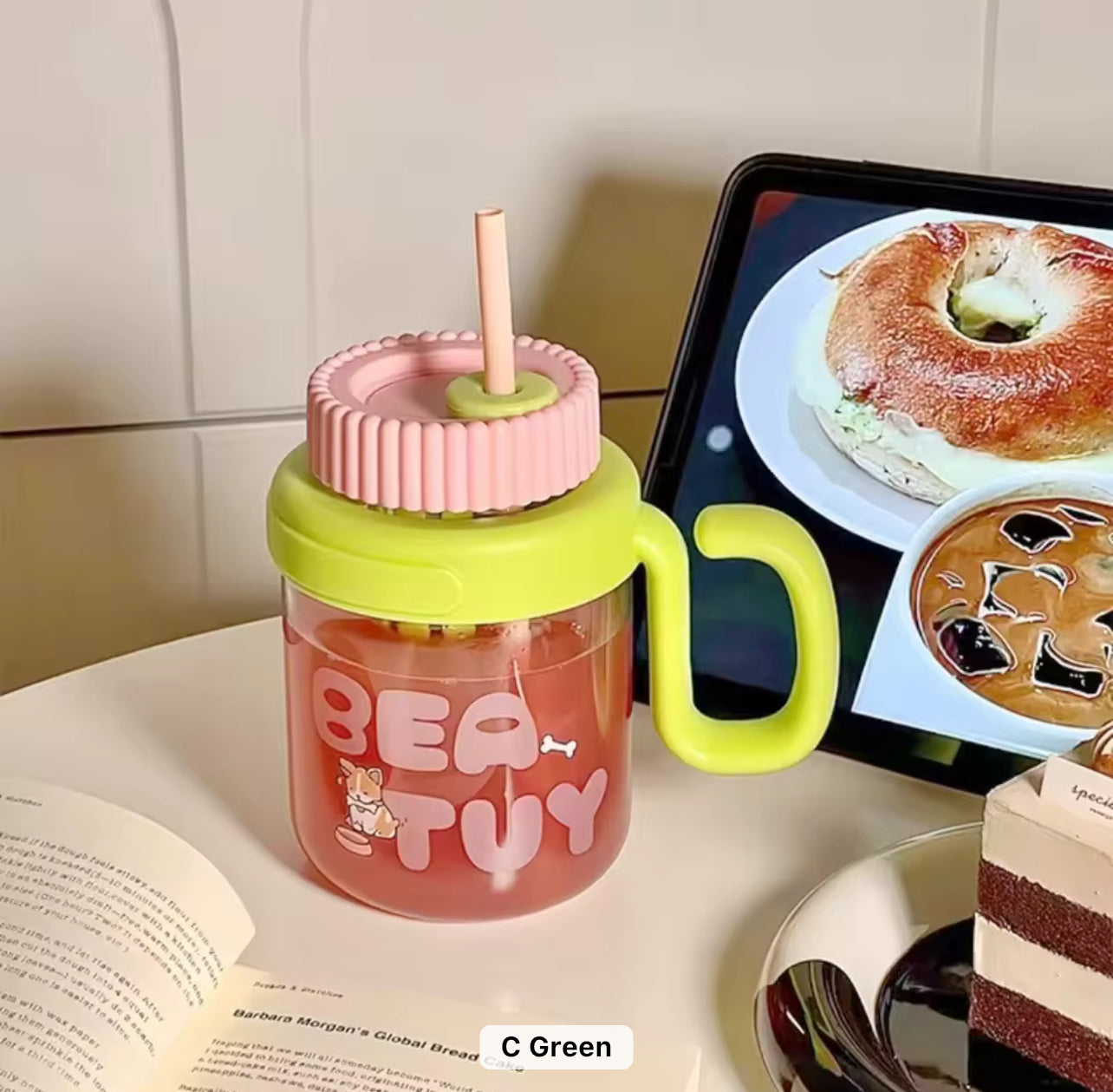 Straw Glass Large Capacity Water Cup Cute Children’s & Office Tea Separation Cup