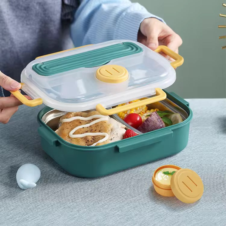 Creative Stainless Steel Bento Box with Sauce Container Portable Lunch Box for Office & School