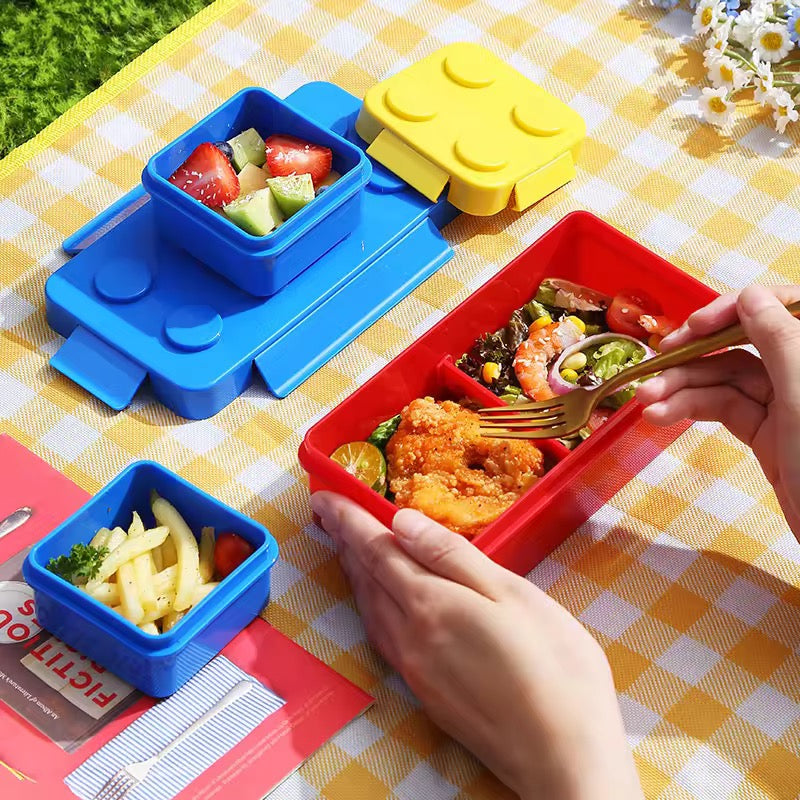 DIY Building Block Lunch Box Modular Bento Food Container for Kids & Students