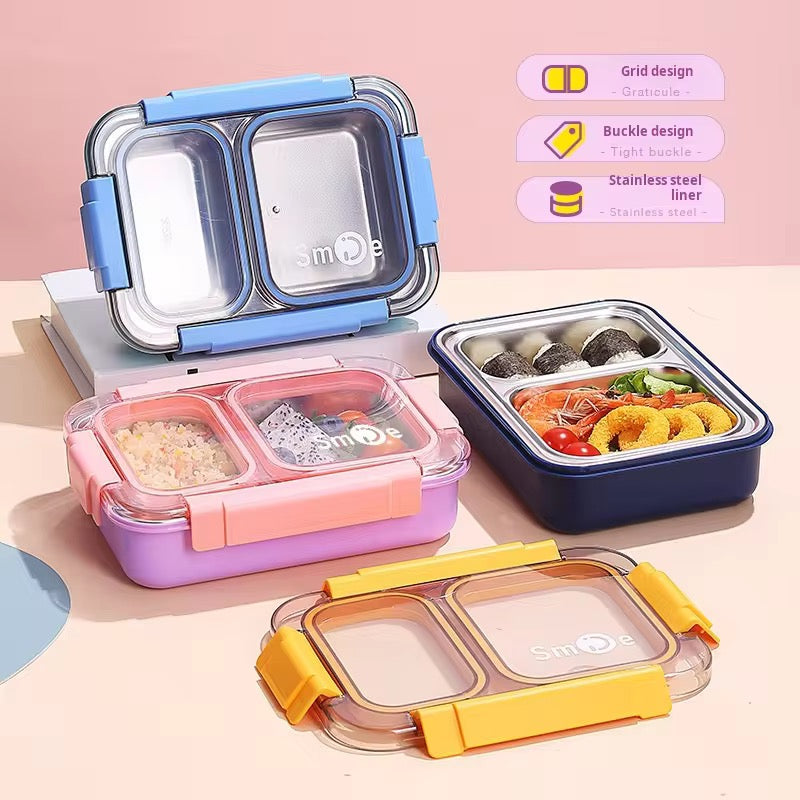 Stainless Steel 4 Compartment Bento Lunch Box Insulated Food Container for Kids & Office