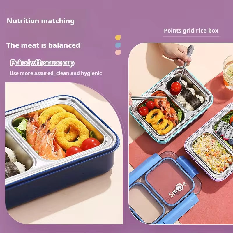 Stainless Steel 4 Compartment Bento Lunch Box Insulated Food Container for Kids & Office