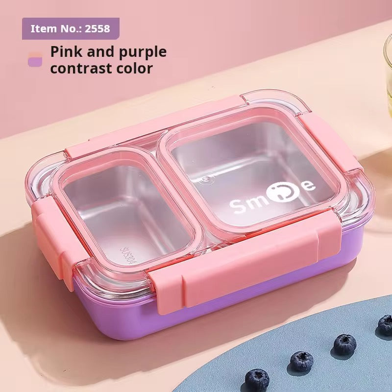 Stainless Steel 4 Compartment Bento Lunch Box Insulated Food Container for Kids & Office