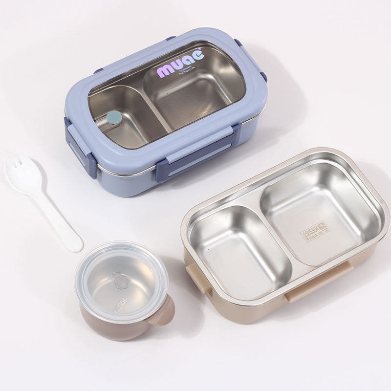 Stainless Steel 2 Compartment Bento Lunch Box Insulated Food Container for Kids & Office