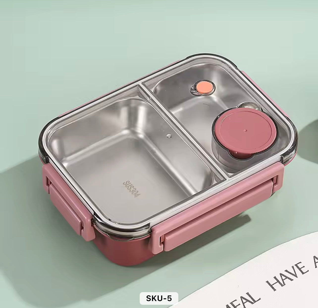 Stainless Steel Divided Bento Box with Tableware Leakproof Portable Lunch Box for Kids & Adults