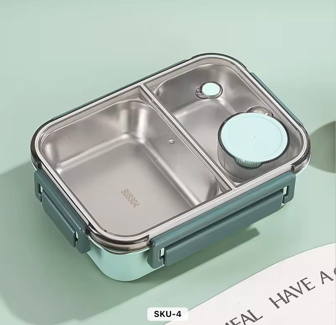 Stainless Steel Divided Bento Box with Tableware Leakproof Portable Lunch Box for Kids & Adults