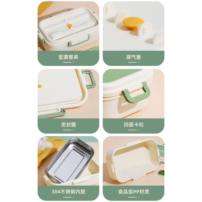 Portable Double Layer Insulated Stainless Steel Lunch Box Thermal Food Container for Students & Office