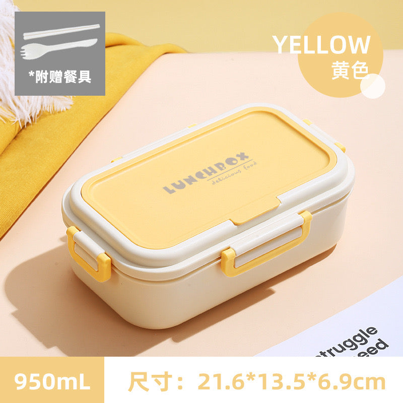 Portable Double Layer Insulated Stainless Steel Lunch Box Thermal Food Container for Students & Office