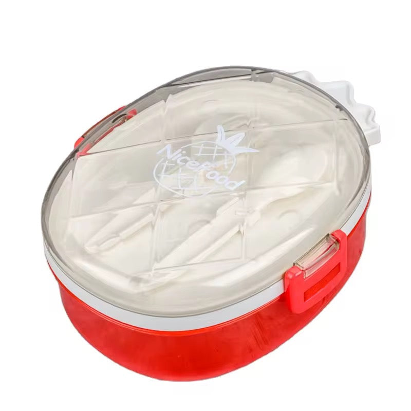 Pineapple Shaped 2 Compartment 650ml Lunch Box Microwavable BPA Free Food Container with Cutlery