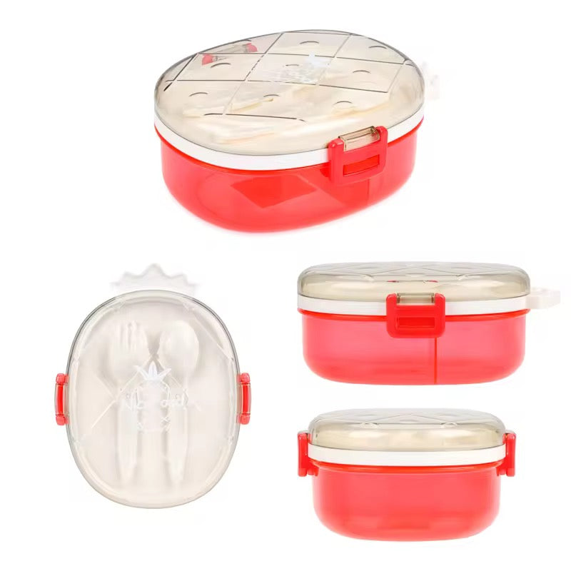 Pineapple Shaped 2 Compartment 650ml Lunch Box Microwavable BPA Free Food Container with Cutlery