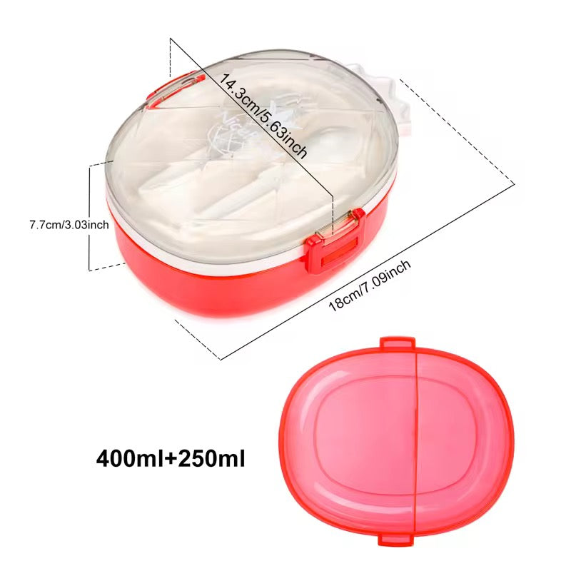 Pineapple Shaped 2 Compartment 650ml Lunch Box Microwavable BPA Free Food Container with Cutlery