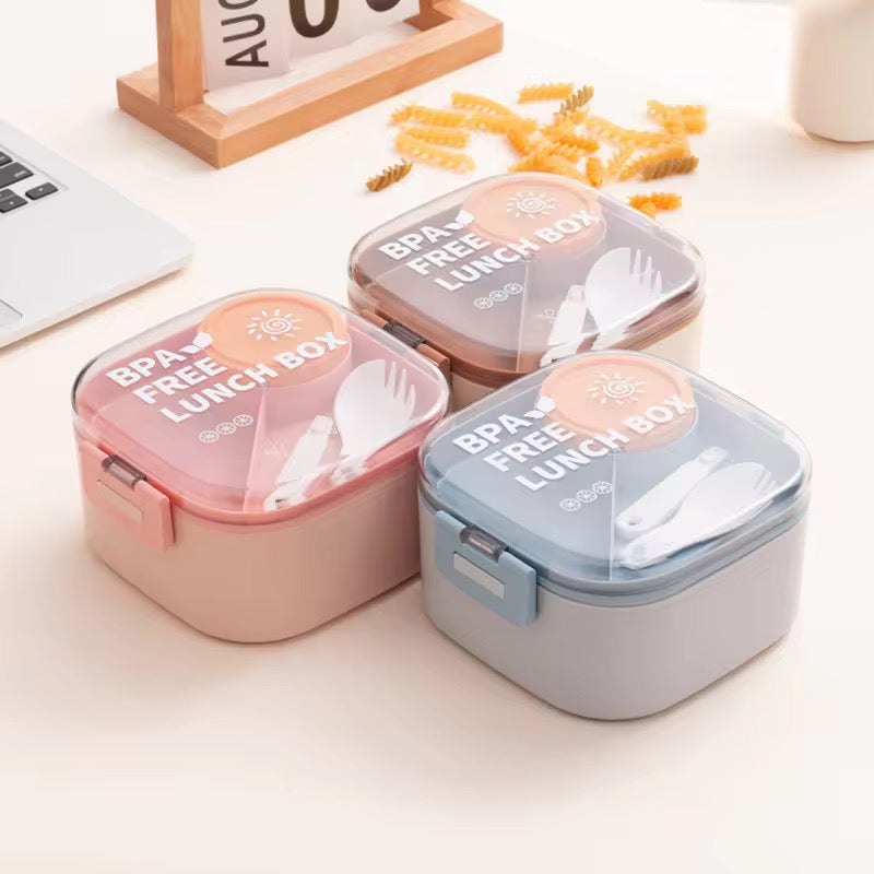 BPA Free Lunch Box with Compartments & Utensils  Microwave Safe