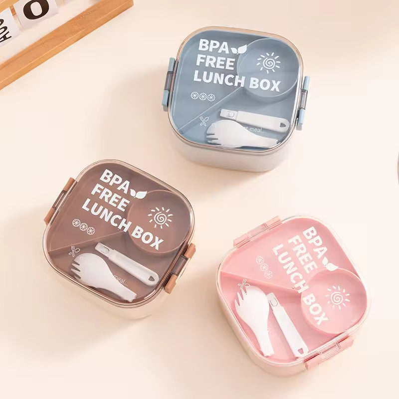BPA Free Lunch Box with Compartments & Utensils  Microwave Safe
